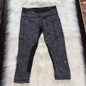 Lululemon Black and White Striped Crop Leggings